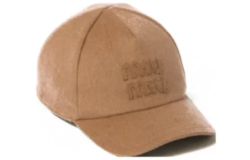 MIU MIU Wool Baseball Caps Women's Camel Brown