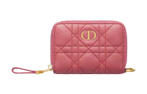 DIOR Calfskin Card Holder, Wallet Women's Pink