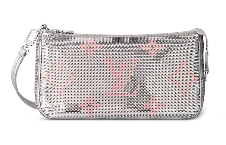LOUIS VUITTON Satin One Shoulder Handbag Regular Women's Silver Pink