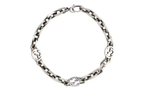 GUCCI 21st Century Silver Interlocking G Chain Costume Bracelet