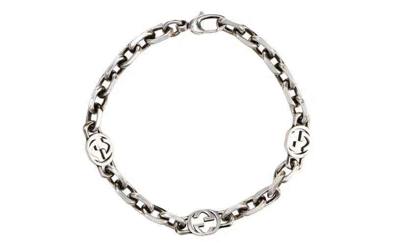 GUCCI 21st Century Silver Interlocking G Chain Costume Bracelet