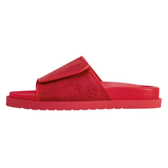 LOUIS VUITTON Miami Rubber Sole Slide Slippers Men's Red