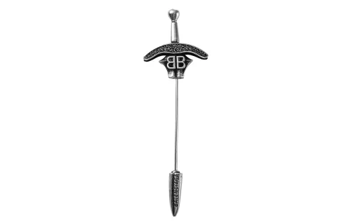 Balenciaga Brass Brooches Unisex Silver