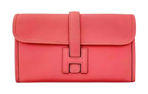 HERMES Jige Elan Swift Calfskin Wallet Women's Pink