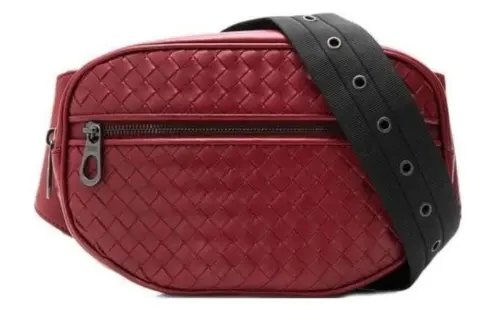 Bottega Veneta Intrecciato Weave Belt Bag Red