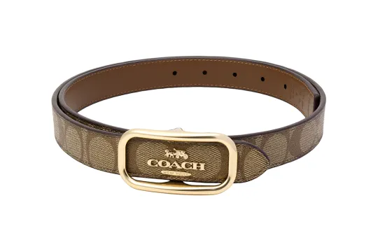 COACH Cow Leather Belts Women's Brown Width 2.5cm