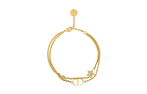 DIOR Crystal Metal Bracelets Women's Gold