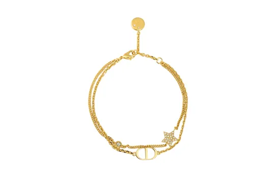 DIOR Crystal Metal Bracelets Women's Gold