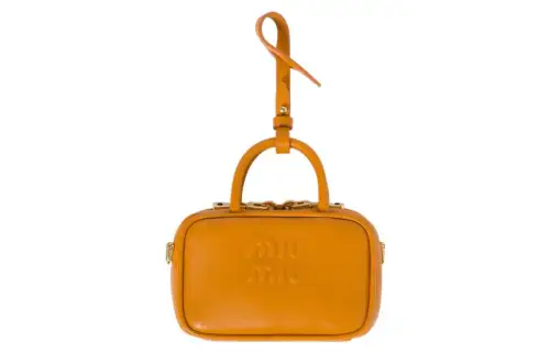 MIU MIU Leather Handbag, Shoulder Bag, Crossbody Bag Extra Mini Women's Pomegranate Yellow