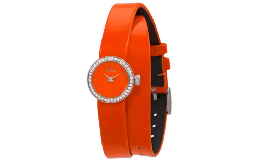 DIOR Wrist Watches Quartz Movement Leather Strap 19mm Orange Watch Dial Women's Watch 30m Waterproof