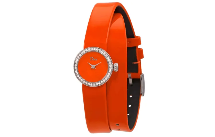 DIOR Wrist Watches Quartz Movement Leather Strap 19mm Orange Watch Dial Women's Watch 30m Waterproof