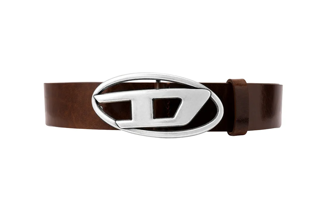 DIESEL OVAL D LOGO Classic Collection, Spring Summer, Exquisite Smooth Buckle Leather Belts Unisex Brown Width 4cm