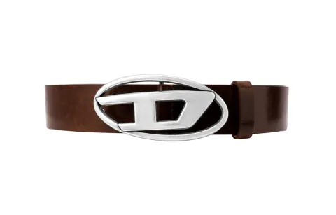 DIESEL OVAL D LOGO Classic Collection, Spring Summer, Exquisite Smooth Buckle Leather Belts Unisex Brown Width 4cm