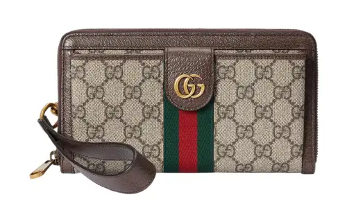 GUCCI Ophidia Canvas With Leather Binding Wallet Men's Beige & Ebony