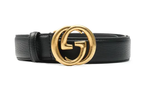GUCCI Blondie Leather Belts Men's Black Width 3cm