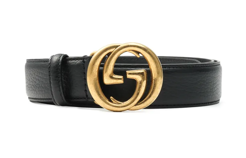 GUCCI Blondie Leather Belts Men's Black Width 3cm