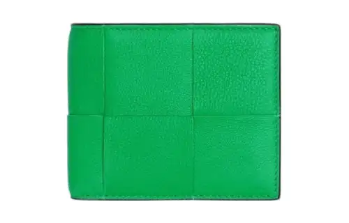 Bottega Veneta Cow Leather Wallet Men's Parrot Green & Black