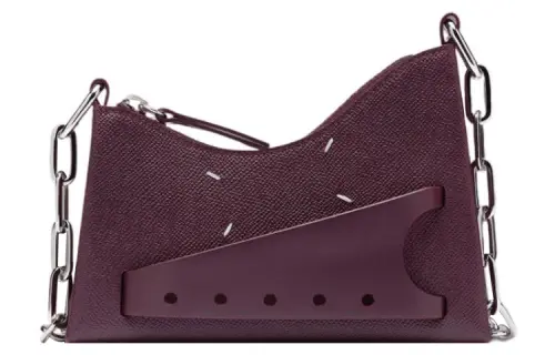 Maison Margiela Snatched Grain Calfskin Crossbody Bag, Shoulder Bag Women's Merlot