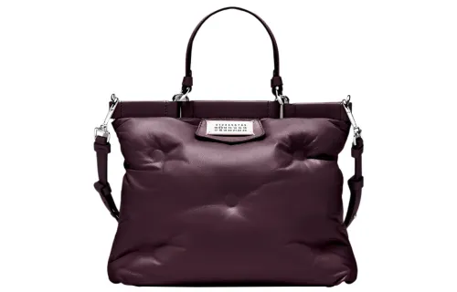 Maison Margiela Glam Slam Leather Shoulder Bag, Crossbody Bag, Handbag Small Women's Plum