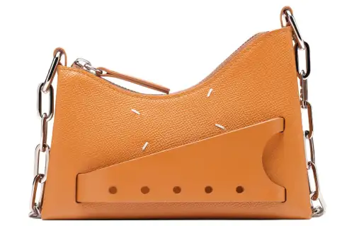 Maison Margiela Snatched Grain Calfskin Hobo Bag, Crossbody Bag, Shoulder Bag Women's Orange