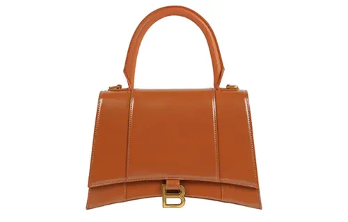 Balenciaga Cow Leather Hourglass Bag, Shoulder Bag, Crossbody Bag, Handbag Medium Women's Maple Leaf