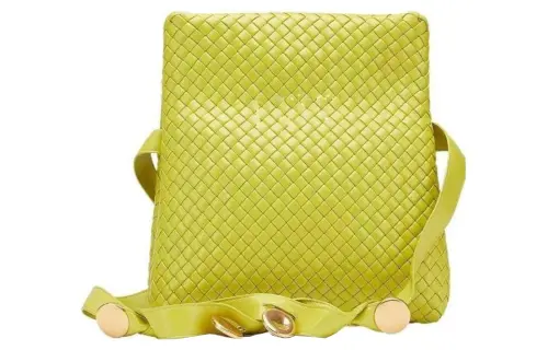 Bottega Veneta Flap Closure Lambskin Shoulder Bag, Crossbody Bag Women's Yellow
