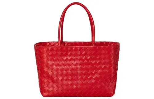 Bottega Veneta Lambskin Tote Bag, Shopping Bag, Handbag Women's Red