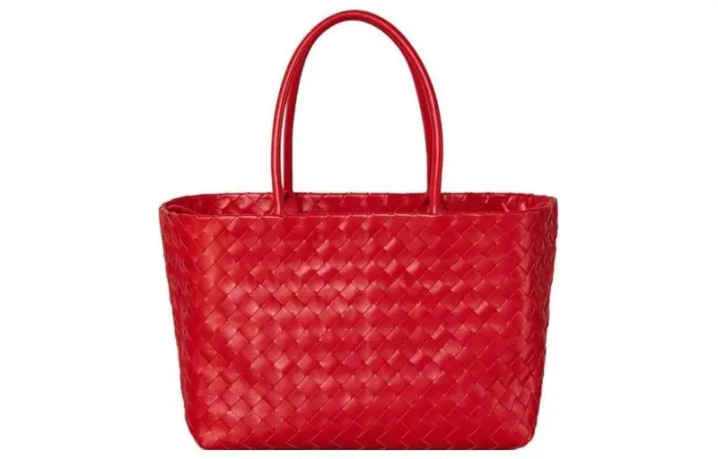 Bottega Veneta Lambskin Tote Bag, Shopping Bag, Handbag Women's Red