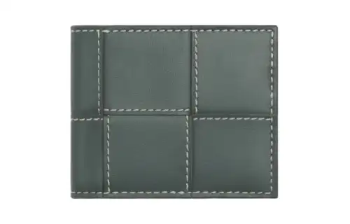 Bottega Veneta CASSETTE Cow Leather Wallet Men's Slate & Natural Stitch