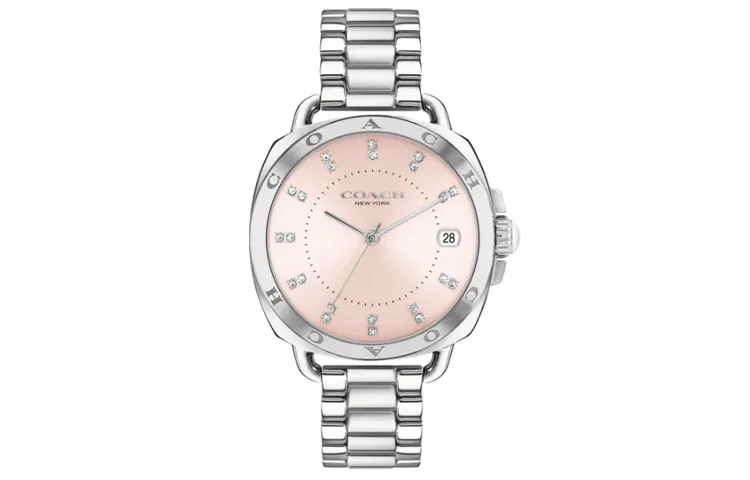 COACH Wrist Watches Quartz Movement Stainless Steel Strap 34mm Pink Watch Dial Women's Watch 30m Water Resistant