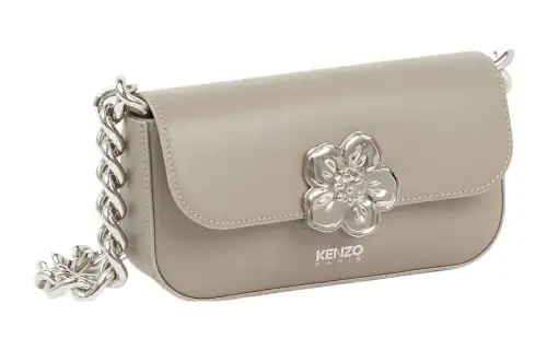 KENZO BOKE FLOWER Collection Cow Leather Handbag, Shoulder Bag Women's Taupe