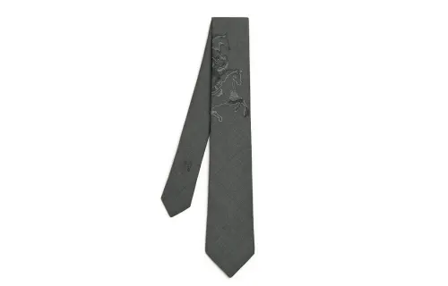 HERMES Mulberry Silk Ties Men's Gray