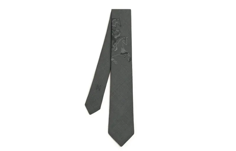 HERMES Mulberry Silk Ties Men's Gray