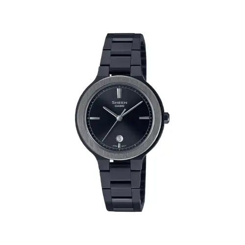 CASIO Casio, fashionable trend quartz watch strap stainless steel, women's watch, black dial, quartz mechanism, Japanese and Korean