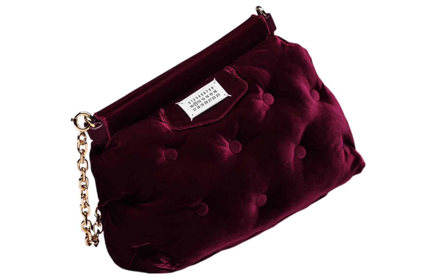 Maison Margiela Glam Slam Velvet Clutch, One Shoulder Handbag Small Women's Merlot