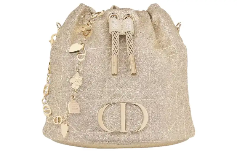 DIOR Sheepskin Bucket Bag, Shoulder Bag, Crossbody Bag Kids' Light Gold