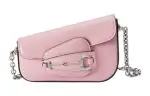GUCCI Horsebit 1955 Leather Portable Crossbody Bag, Shoulder Bag Women's Pink