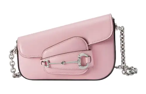 GUCCI Horsebit 1955 Leather Portable Crossbody Bag, Shoulder Bag Women's Pink