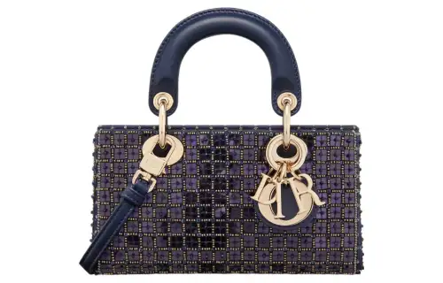 DIOR Lady D JOY Beading Embroidery Handbag, Shoulder Bag, Crossbody Bag, Handbag Extra Mini Women's Blue