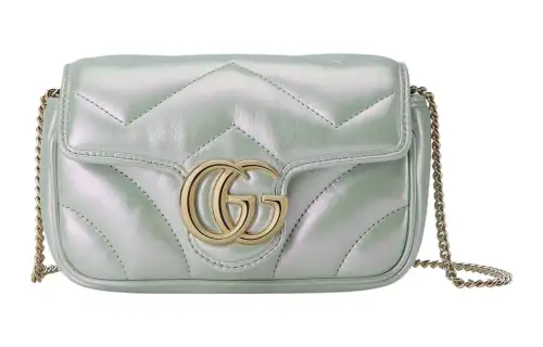 GUCCI GG Marmont Leather Shoulder Bag, Crossbody Bag Extra Mini Women's Rainbow Green
