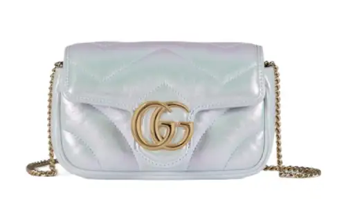 GUCCI GG Marmont Leather Shoulder Bag, Crossbody Bag Extra Mini Women's Light Blue