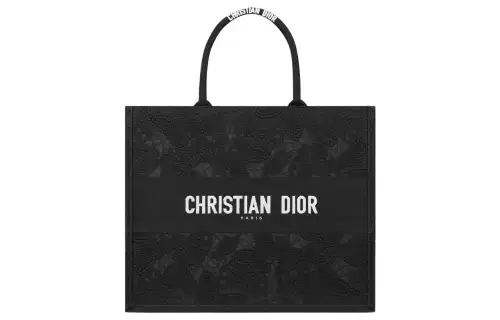 DIOR BookTote Embroidery Tote Bag, Shopping Bag, Handbag Large Women's Black