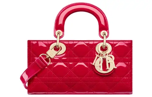 DIOR Lady D JOY Patent Leather, Cow Leather Handbag, Shoulder Bag, Crossbody Bag, Handbag Small Women's Red