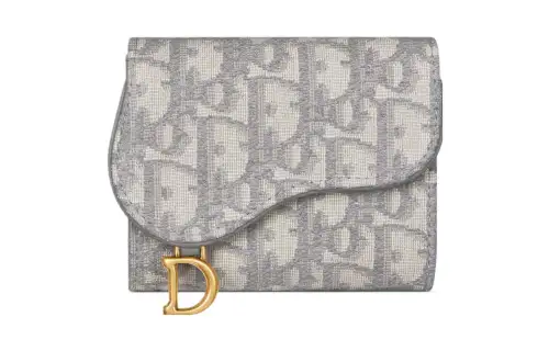 DIOR Saddle Oblique Jacquard Fabric Wallet Regular Women's Dior Gray