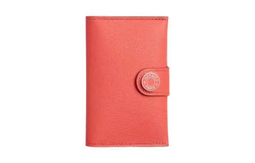 HERMES R.M.S Evercolor Leather Card Holder Women's Peach Pink