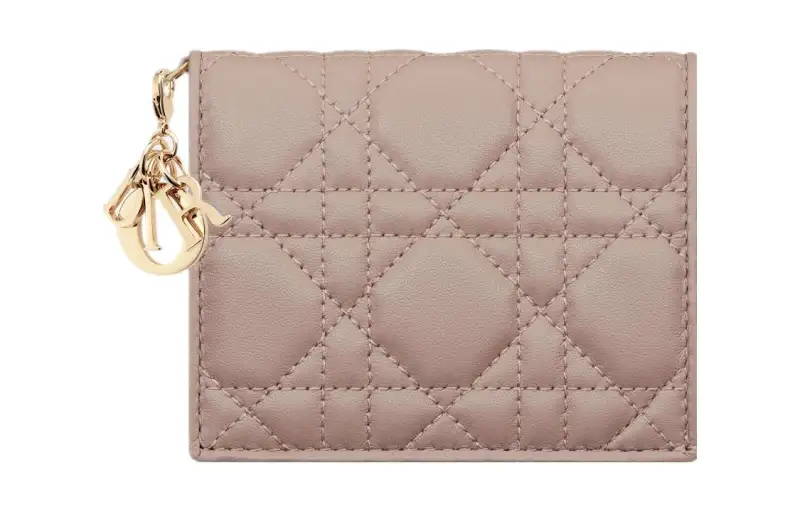 DIOR Lady Dior Lambskin Wallet Mini Women's Taupe
