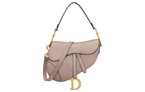 DIOR Saddle Grained Calfskin Saddle Bag, Shoulder Bag, Crossbody Bag, Handbag Women's Warm Taupe
