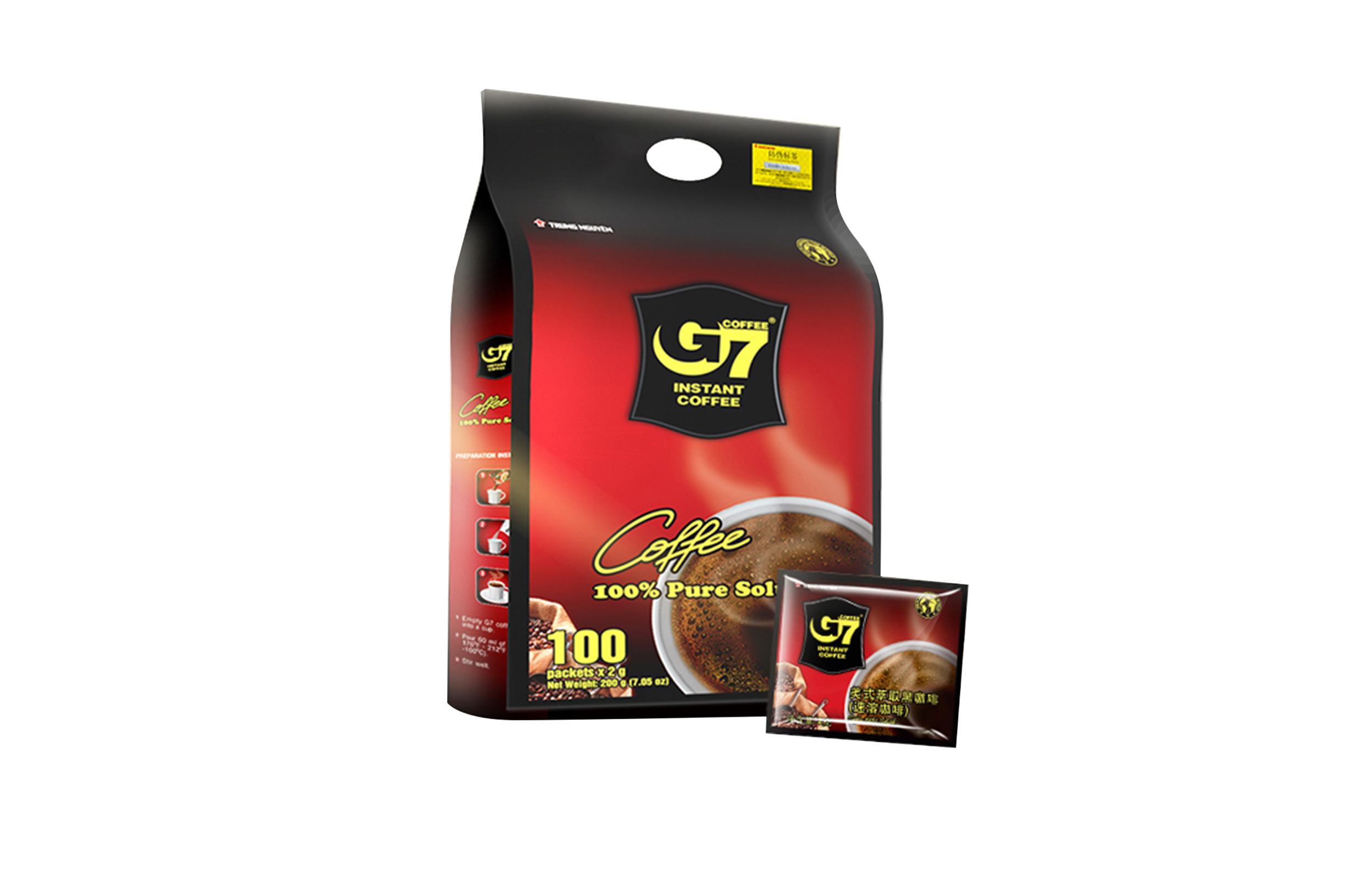 G7 COFFEE INSTANT COFFEE instant coffee 200g*1 bag 100 cups E Zhongyuan pure black Vietnamese original imported American black coffee breakfast companion