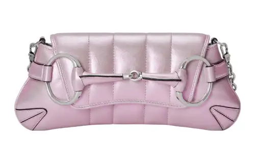 GUCCI HORSEBIT CHAIN Leather Shoulder Bag, Handheld Shoulder Bag Women's Rainbow Pink