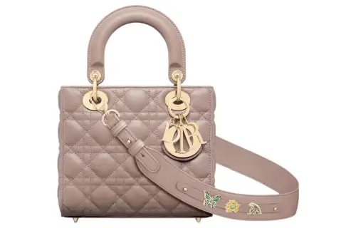DIOR Lady Dior Lambskin Handbag, Shoulder Bag, Crossbody Bag, Handbag Small Women's Taupe